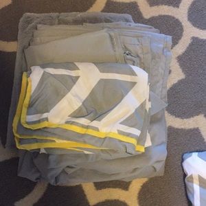 Grey and yellow bedding